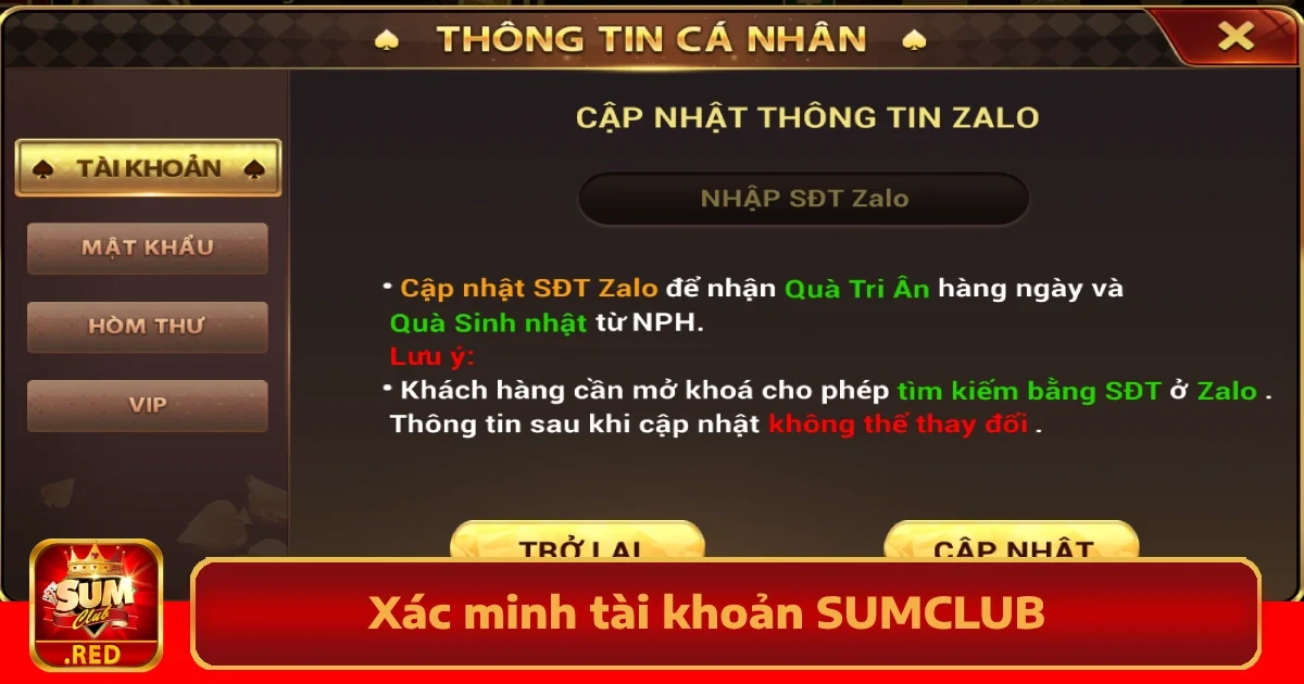 Hướng Dẫn Xác Minh Tài Khoản SUMCLUB Chuẩn Xác 100%